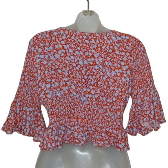 Free People A Bit of Something Sweet Red Floral Crop Top - Picture 4 of 6